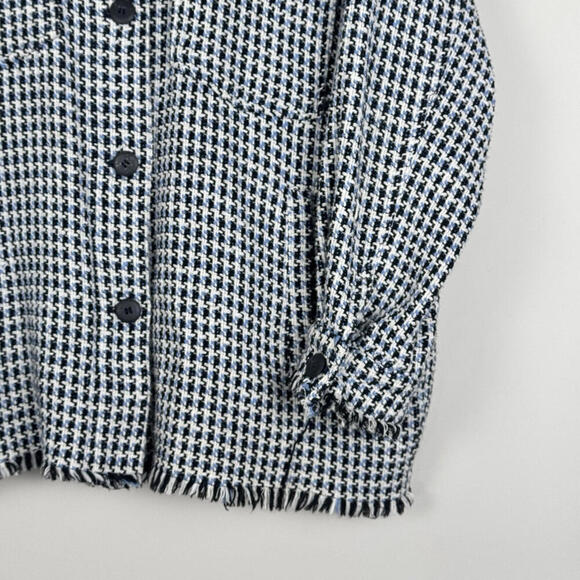 Zara Women’s Tweed Houndstooth Oversized Button-Up Shacket Jacket M Ruffle Boho - Picture 5 of 9